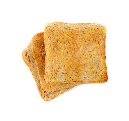 Bread Toasts Isolated, Toasted Sandwich Square Slices, Loaf Pieces for Toast on White Background