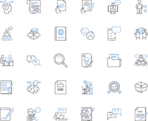 Legal rights line icons collection. Justice, Equality, Advocacy, Litigation, Jurisdiction, Mandate, Ombudsman vector and linear illustration. Regulation,Constitution,Sovereignty outline signs set