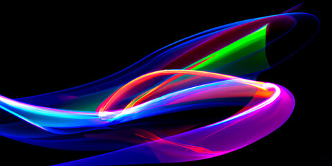 Abstract neon color wave lights background. Post-processed generative AI