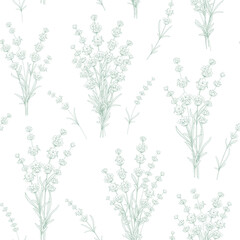 Fototapeta na wymiar Seamless pattern from flowers of lavender on a white background.