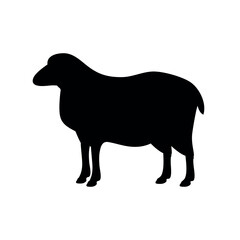 Vector flat hand drawn sheep silhouette isolated on white background