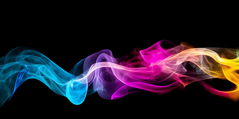 Abstract neon color rainbow wave isolated on a black backgroud – modern design banner – Generative ai