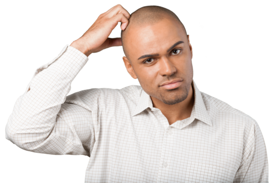confused young man scratching his head
