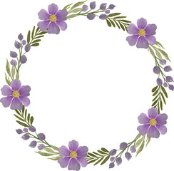 purple flower wreath for greeting card