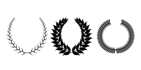 laurel wreaths vector set, icon, symbol, logo, clipart, isolated. vector illustration. vector illustration isolated on white background.
