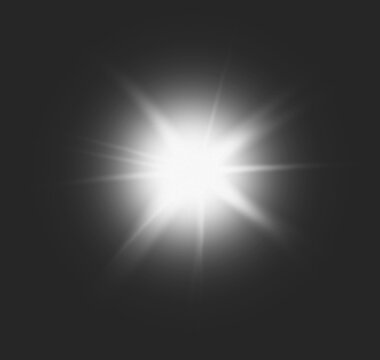 Flash, white light and lens flare transparent on a png background, glowing and effects. Shine, lighting and bright stars, beam and sparkle texture of explosion, sunshine burst and glare of starlight