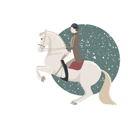 Classic dressage, trick on a horse, vector illustration