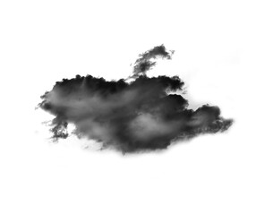 Black smoke cloud, fog or smokey flare and realistic steam or gas, mist explosion with a powder spray and a design element texture isolated on a transparent and png background