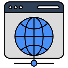 Flat design icon of web browser 