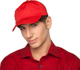 Portrait of a Smiling Young Man with Baseball Cap