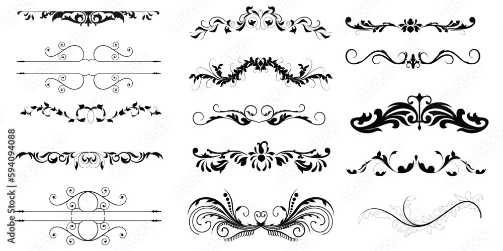 Wall mural dividers vector set, icon, symbol, logo, clipart, isolated. vector illustration. vector illustration isolated on white background. - Wall murals