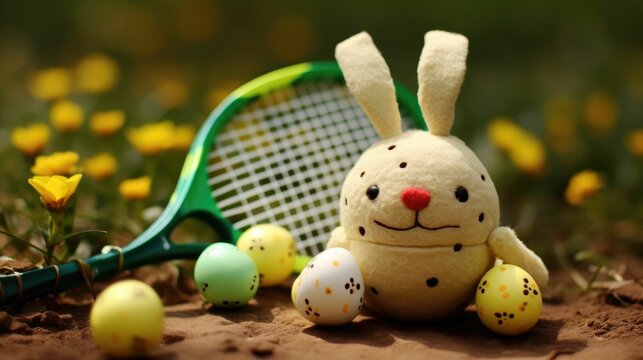 Easter tennis wallpaper with playful and thrilling design