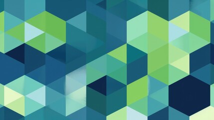 Modern geometric blue and green hexagon wallpaper