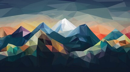 Abstract wallpaper of tranquil mountain range with geometric shapes