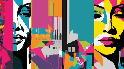 Bold graphic depiction of urban life