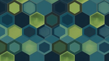 Modern Blue and Green Hexagonal Geometric Pattern