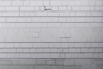 white brick wall background with realistic crack