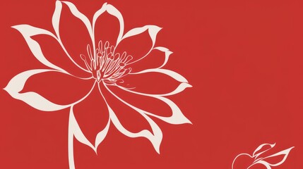 Simple one-color flower illustration in red
