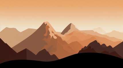 Fototapeta na wymiar Clean and minimalistic illustration of a mountain landscape