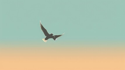 Fototapeta premium Minimalistic depiction of a lone bird taking flight