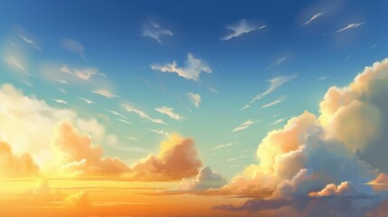 Obraz na płótnie Canvas Warm and glowing summer sky with sun shining