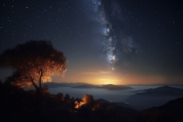 Obraz na płótnie Canvas sunset over the mountains created using generative Al tools