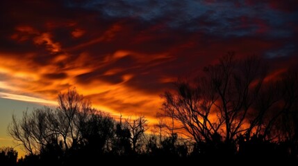 Fototapeta premium Silhouettes in front of a colorful sunset sky