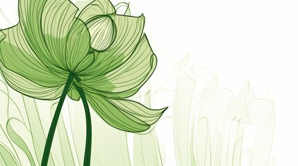 Green flower illustration with skinny lines