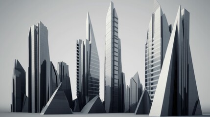Futuristic metropolis with angular buildings