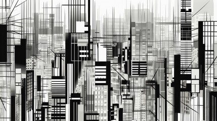 Linear cityscape design with geometric lines