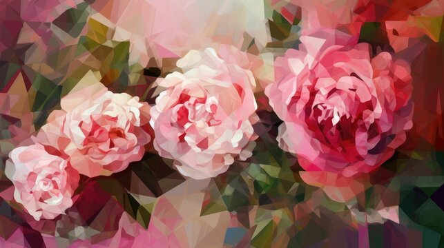 Pixelated Peonies Abstract Bold Floral