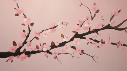 Cherry Blossom Elegant Wallpaper with Simple Shapes in Pink