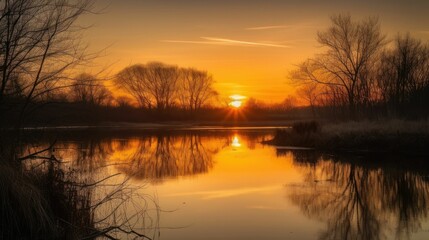 Fototapeta na wymiar Mellow Sunset with Warm Reflections
