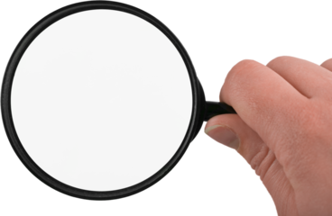 Person holding a magnifying glass
