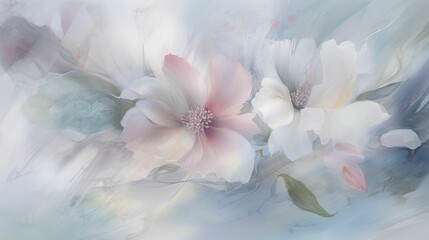 Plakat Pale petals, gentle, soft drawings of delicate flowers