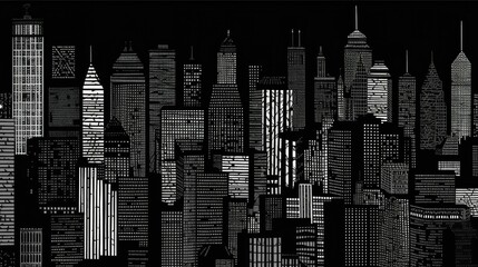 Monochromatic Illustration of a City