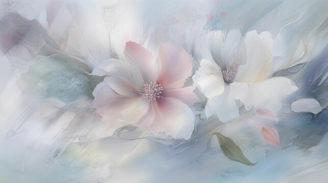 Pale petals, gentle, soft drawings of delicate flowers
