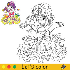 Unicorn Coloring Page with template vector illustration 17