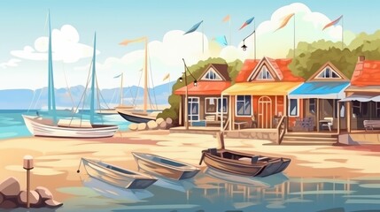 Seascape with Small Boats in the Marina