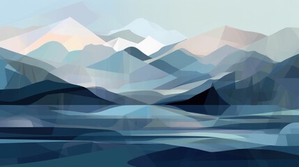 Bold and cool-toned abstract landscape