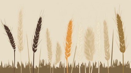 Minimal wheat harvest with earthy tones and simple lines