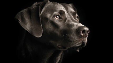 Eye-catching portrait of a dog in monotone