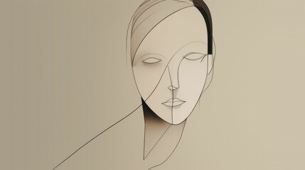 Minimalist and abstract human portrait made up of lines
