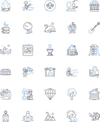 Countryside line icons collection. Serene, Rustic, Vast, Tranquil, Scenic, Harvest, Agrarian vector and linear illustration. Idyllic,Peaceful,Rural outline signs set