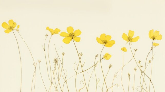 Minimalist drawing of yellow flowers with a color pop