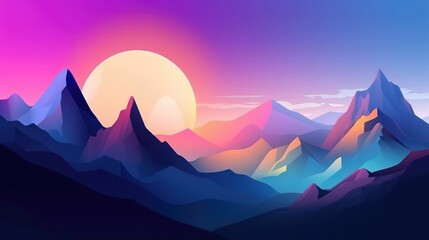 Minimalistic mountains in a futuristic landscape