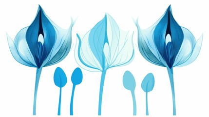 Modern flower drawing of vibrant bluebell