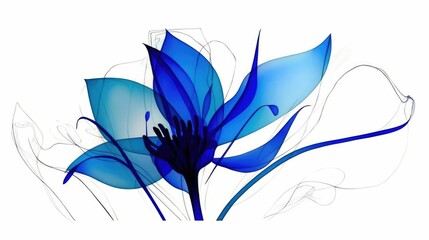 Fototapeta na wymiar Modern Flower Drawing - Vibrant Bluebell