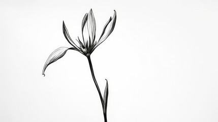 Minimalist fine point ink drawing of a flower