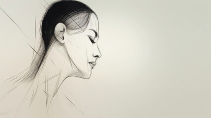 Minimalist abstract portrait with lines
